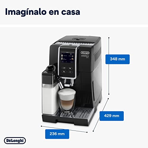De'Longhi Dinamica Plus ECAM 370.70.B Máquina de Café Automática con Sistema de Leche LatteCrema, Cappuccino y Espresso, Pantalla Táctil en Color TFT de 3,5' y Control Mediante App, Color Negro