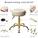 HZLCMPY Rolling Stool Gold Vanity Stool with Wheels, Pedicure Massage Roller Stools, PU Leather Round Swivel Salon Spa Chair, Titanium Gold Base, Height Adjustable 43-55 cm (Off White)