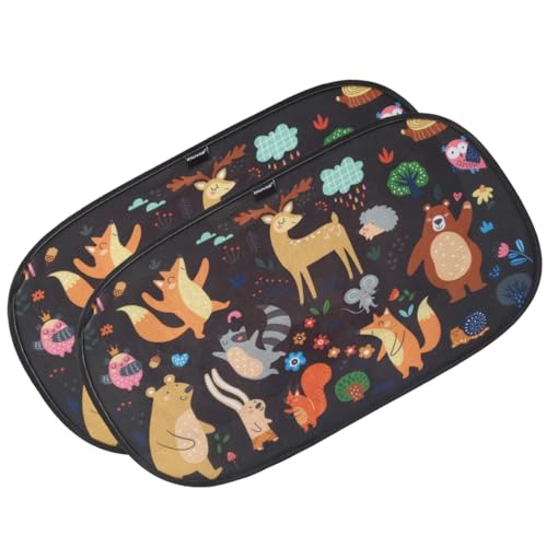 Image of Window Shade-(2 Pack)-XL-25 inch x 16 inch-Colorful Cartoon Animal Designs, Cling Car Sun Shade for Windows - Sun, Glare and UV Rays Protection for Your Child - Baby Car Shades for Side Window by Enovoe