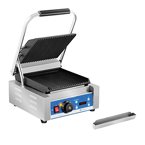 Royal Catering Kontaktgrill Elektrogrill Pannini Grill (1800 W, 55–300 °C, geriffelt, Timer 15...