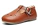 DADAWEN Girl's Classic Mary Jane School Uniform Shoes Flat Dress Shoes Brown US Size 5 M Toddler