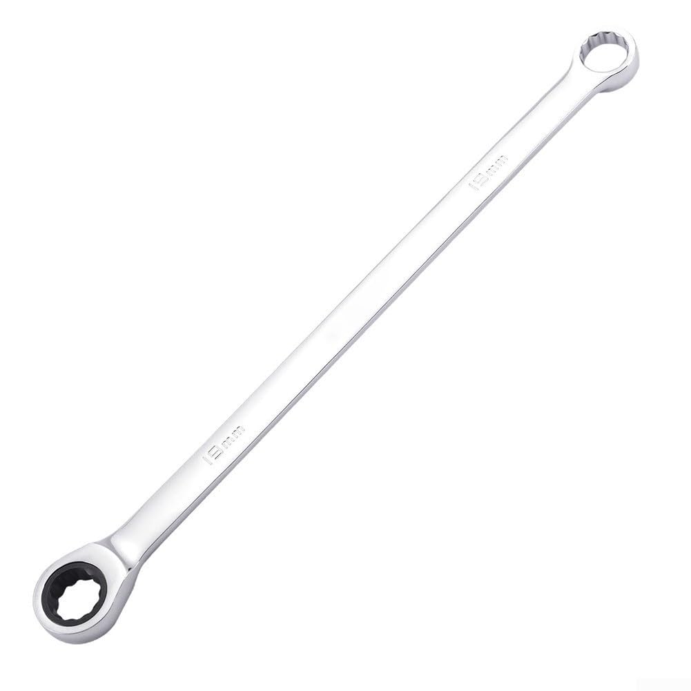 Extra Long Ratchet Wrench, Double Ended Box Spanner, 72-Tooth Steel, Long Reach for Automotive Repair, Industrial Grade, Aviation Maintenance(17mm)