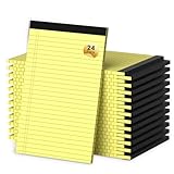 Note Pads A5 Small Legal Pads, 24 Pack Mini Notepad College Ruled, Double-Sided Printing Small Notepads Perforated Writing Pad A5 Lined Paper, Yellow Writing Paper for Office Home School, 30 Sheet/Pad