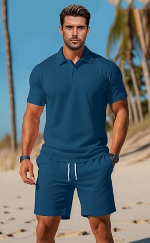 Image of Jawdrobe Co-ord Set for Men - Polo T-Shirt & Shorts Set | Loungewear, Beachwear & Daily Comfort