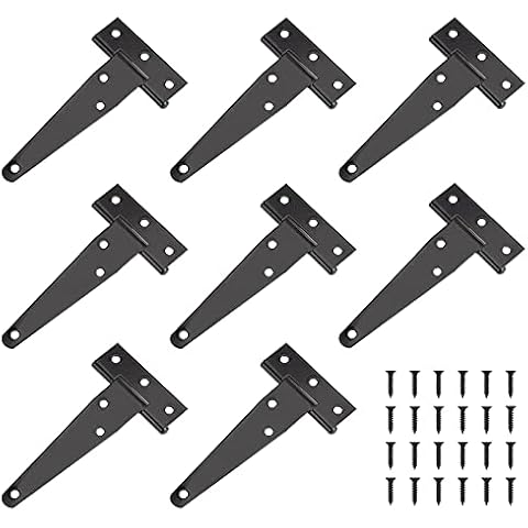 Bisagras en T, 8 Piezas Negro Bisagras Triángulo Puertas Madera Hierro con 48 Tornillos Cover