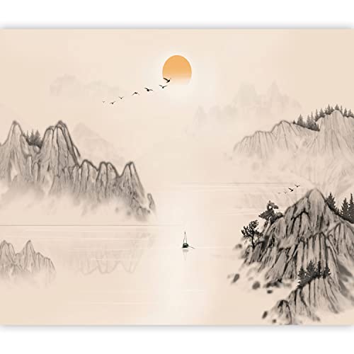 murando Papier peint intissé Paysage Japon 450x315 cm Décoration Murale XXL Poster Tableaux Muraux Tapisserie Photo Fleuve Montagnes Oiseau Asie Nature c-A-10063-a-a