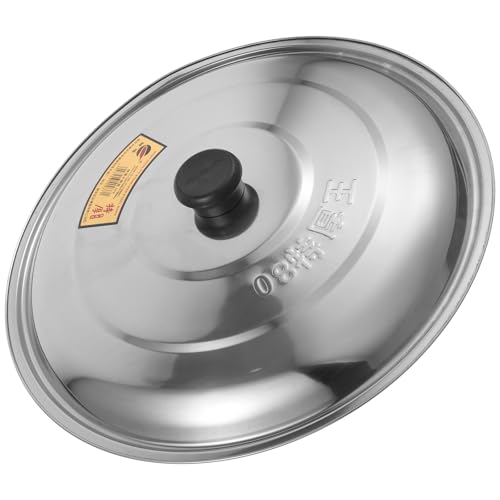 EXAOMBLE Tapa de Sartén y Olla Redonda 33 CM de Acero Inoxidable, Accesorio para Cocina Diaria, Resistente a Altas Temperaturas y Aceite
