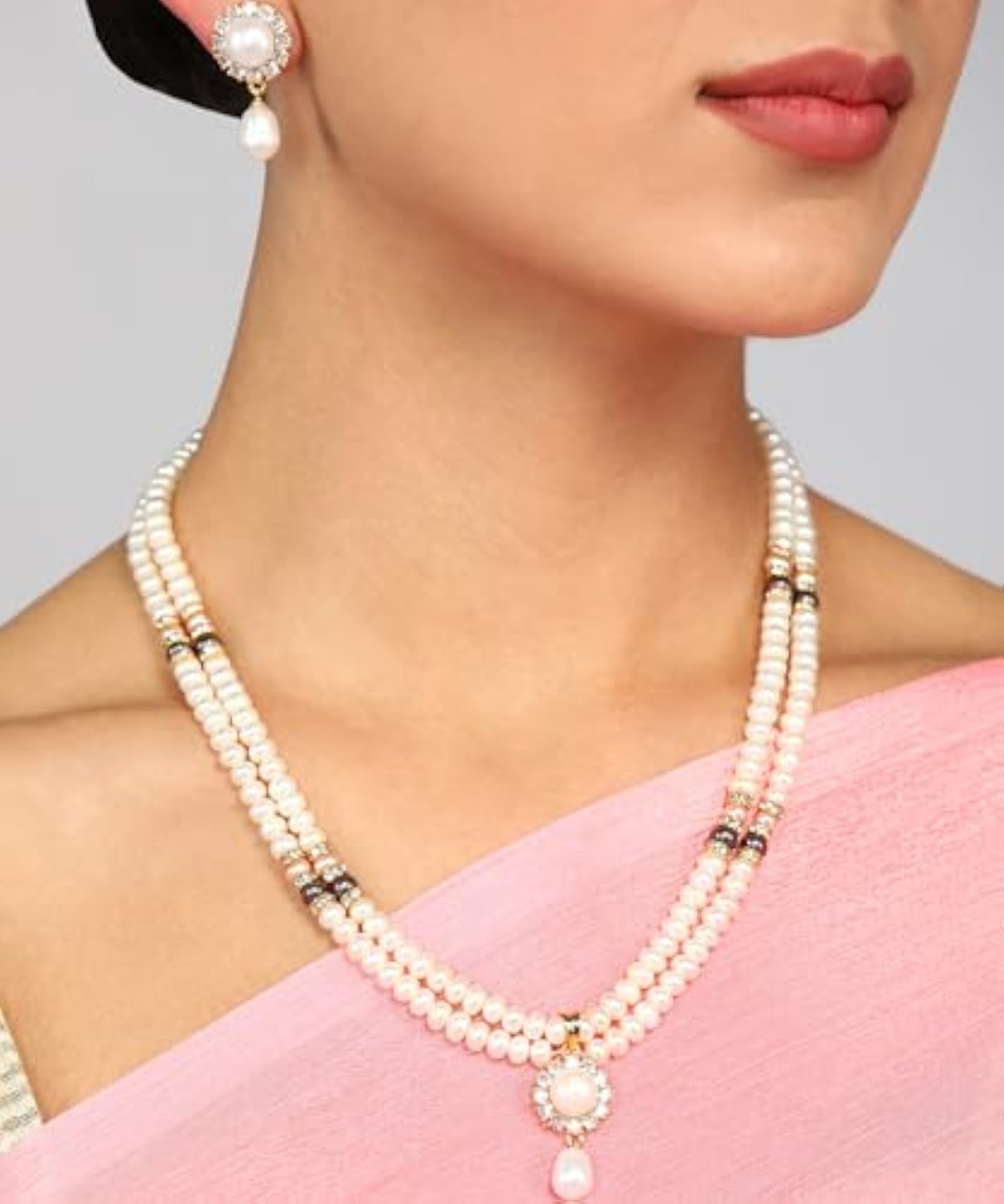 Women's Hyderabad White Pearl Multi-Strand Necklace