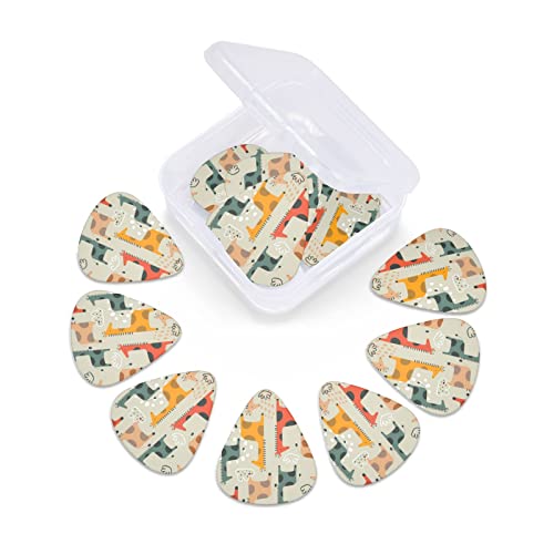 Lot de 12 médiators de guitare avec boîte Motif girafe abstraite Gris - Les Beatles, Paul McCartney, John Lennon, RIngo Starr, George Harrison Lot de 12 médiators de guitare avec boîte Motif girafe abstraite Gris – Image 4