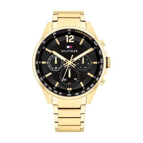 Tommy Hilfiger Multi Zifferblatt Quarz Uhr für Herren mit Goldfarben Edelstahlarmband - 1791974 Tommy Hilfiger Multi Zifferblatt Quarz Uhr für Herren mit Goldfarben Edelstahlarmband - 1791974