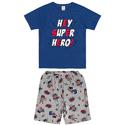 Conjunto camiseta + bermuda moletom leve Marisol Play meninos, Azul escuro, 4