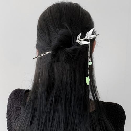 6PCS Star Moon Hair Sticks for Buns Long Hair Chinese Hanfu Asian Vintage Hair Chopsticks Metal Silver Hair Bun Updo Holders Long Hairpins for Women Girls - Image 5
