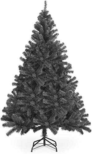 TrendMakers 6ft Black Pine Bushy Artificial Christmas Tree | 800 Branch Tips | With Metal Stand & NO FREE BAG