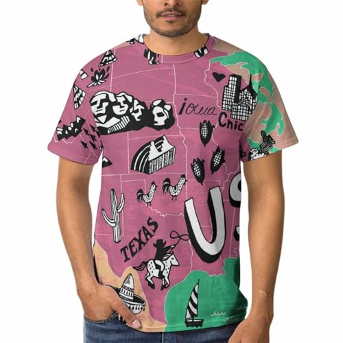 Tee shirt manches courtes homme col rond imprimé carte d'époque style vintage