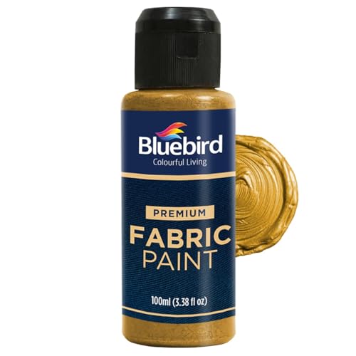 Image of BLUEBIRD Fabric Paint, Royal Gold, 3.4 Fl Oz, Permanent Fabric Paints for Clothes, Furniture Upholstery