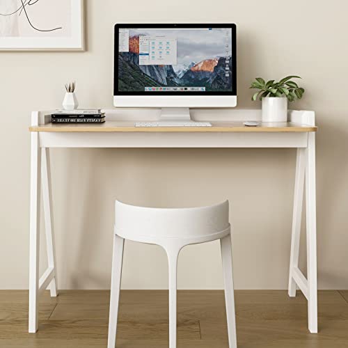 Popyd White Wood Desk,Wooden Vanity Desk For Small Space Saver,Mcm Wood Desk,Office Computer Desk Boho Vanity Table,Writing Desk Cheap #TOP1