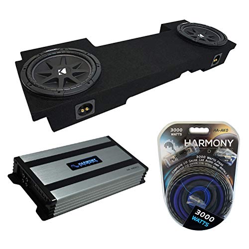 Harmony Audio Compatible with 2002-2013 Chevy Silverado HD Crew Truck Kicker Bundle Comp C12 Dual 12