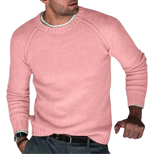 Men's Casual Soft Crewneck Sweater Lightweight Long Sleeve Sweaters Classic Pullover with Ribbing Edge
