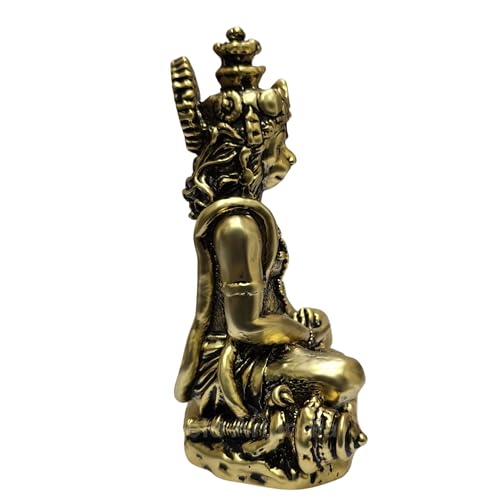 Image of Gold Art India Hanuman ji murti Home Decor Article | Mediating Bajrangbali Idol for Gifting | Maruti Statue for Puja & Office Desk | Hanuman for House Warming (5 x 3)