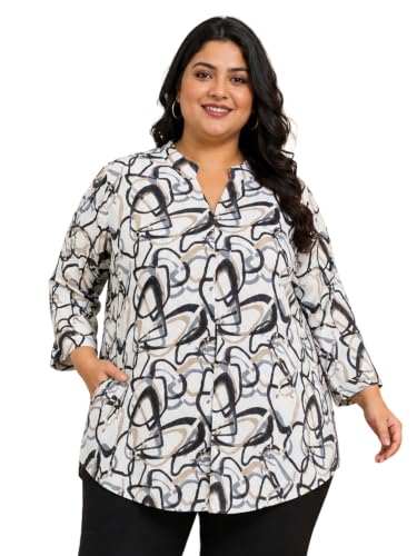 Image of Indietoga Women Plus Size Abstract Print Rayon Tunic Top (XL to 7XL)