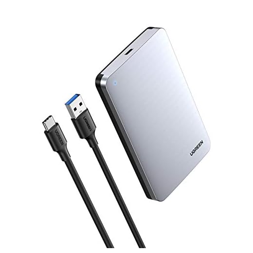 UGREEN Hard Drive Enclosure for 2.5" SATA SSD HDD Aluminum USB C to SATA Adapter USB 3.1 Gen 2 Support UASP SATA III Compatible with WD Seagate Toshiba Samsung Hitachi PS4 Xbox PC Tool Free