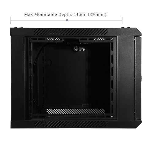 Image of RackPath 6U Wall Mount Network Rack Cabinet - Quiet Cooling Fan, Locking Glass Door, 17.7 inch Deep (450mm), Removable Locking Side Panels, Fits 19 inch IT & A /V Equipment