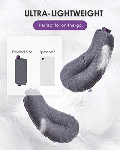 Almohada inflable de poliéster ergonómica gris miniatura 2
