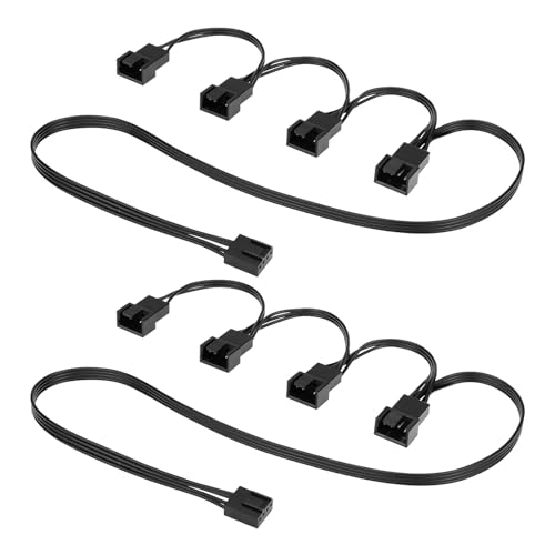 2 cables divisores PWM de 4 pines, compatible con ventiladores de 3 pines, cable de extensión, para ventiladores de carcasa, ventilador de CPU, ventilador de placa base