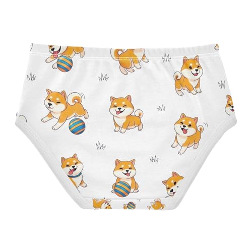 Cute Cartoon Dog White Undies for Toddler Girls, Cotton Girls Underwear, 2T–8 Years2