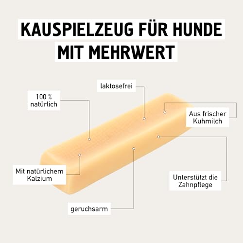 Kauies Kaukäse - 100% natürliche Käsestange für Hunde aus frischer Kuhmilch, proteinreich, laktosefrei, glutenfrei, Zahnpflege, Handmade in Germany - Größe XS (4 x 25g) für Hunde bis 4kg