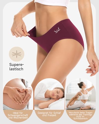 PULIOU Unterhosen Damen, 6er Pack Baumwolle Unterwäsche Frauen, Stretch Atmungsaktiv Damen Unterwäsche, Dunkle M