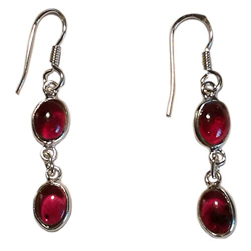 Pendentifs d’oreilles grenat en argent massif 925 boucles Le Luft 6x8mm