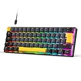 MAGIC-REFINER MK37 8000Hz Rapid Trigger-Tastatur, 0,04mm RT-Genauigkeit, QWERTZ Kabelgebundene RGB 60% Gaming-Tastatur mit Magnetic Switch, Einstellbare Betätigung, Snap Tap, für PC/Mac, Stern Schwarz