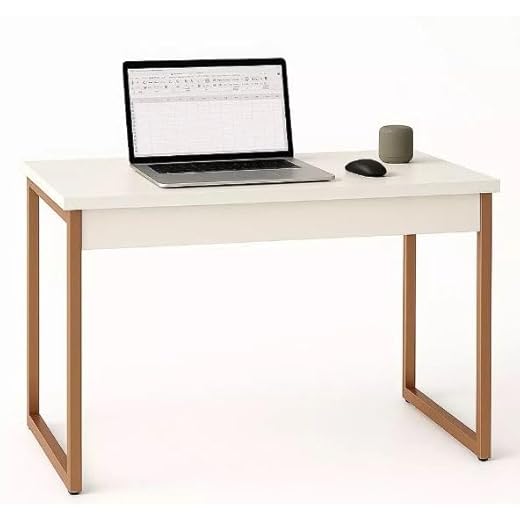 Mesa Escrivaninha Industrial Escritório Home Office - Rede Móveis (BRANCO/BRONZE)
