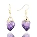 Chakra Gold Earrings Irregular Raw Amethyst Dangle Earrings Natural Stone Drop Earring Gemstones Jewelry for Valentines