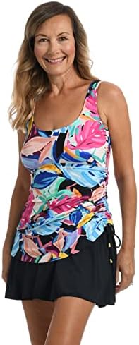 Shirred Skirted Swim Dress One Piece Swimsuit