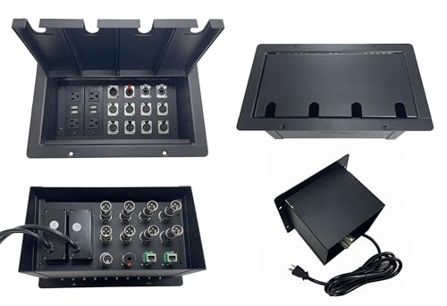 ProSpeakerparts PROCRAFT JUMBO 4 HOLE LID FEED-THRU RECESSED Stage Pocket/Floor Box w/ 2 WIRED AC 8 XLR Female 1 XLR Male 1 Locking 1/4