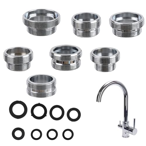 EUREKORA 7 adattatori per rubinetto con guarnizioni a doppia filettatura M16 18 20 22 24 26 28 su M22 per rubinetti da cucina
