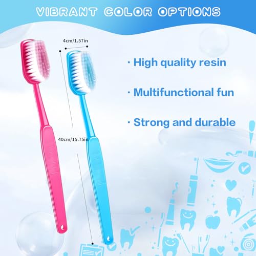 Ceonam 2 Pack 15.75x1.57 Inches Giant Toothbrush Props, Oversized Gag Novelty Bath Brushes, Huge Comedy Item for Costume Accessory, Photo Shoots, Party Favors, Pet Grooming, Red and Blue