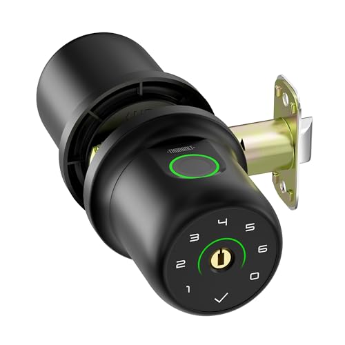 ThorBolt G1 Fingerprint Door Knob Lock with Keypad Biometric Door Knob Auto-Lock 4* AAA Alkaline...