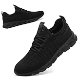 Womens Trainers Running Shoes Ladies Walking Slip on Gym Tennis Sneakers Lightweight Work Sport Shoe Black Size 6
