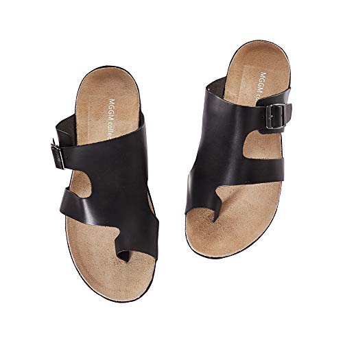 MGGMOKAY Mens Cow Leather Flip Flops Sandals2