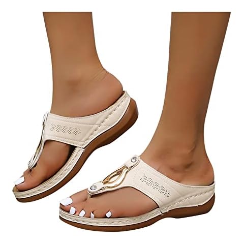 Damen Sandalen, Damen Zehentrenner Flip Flops Pantoletten Sommer Frauen Orthopädische Sandalen Lederschnalle Riemen Damen rutschfest Römersandalen Freizeitschuhe Hausschuhe Cover