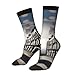 XZDZDX Ruined Cities Polyester Mid-Calf Socks 2 Black-1 for Unisex - Skin-Friendly Elastic Fashion Crew Socks