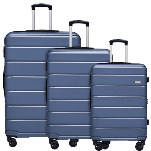 Balelinko USA Hardside Luggage 3-Piece Set (20/24/28) Expandable Suitcase with 360°Double Spinner Wheels, Navy