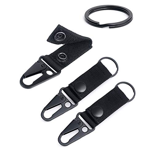 Tacticool Tactical Molle Key Ring Multifunctional Webbing Keychain Molle Clip Buckle (3 Pack Black)