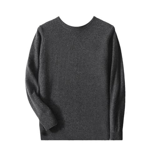Men's 100% Wool O-Neck Pullover Solid Large Size Loose Casual Sweater Outdoor Cashmere Sweater