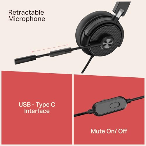 Image of boAt BassHeads 900 C Pro with 40mm Drivers, Lightweight Foldable Design, Unidirectional Retractable Mic, Adjustable Headband, USB Type-C Compatibility, Remote Control, Wired Headphones with Mic(Black)