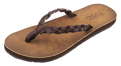 FLOJOS Women's NAVIDA Flip-Flop, Brown/TAN, 6