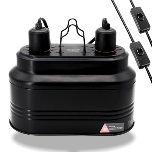 Reptile Dual Light Fixture with Dimming Switch and Timer, Deep Dome Reptile Heat Lamp Fixture Double UVB Light Fixture, Double Dome Lamp Fixture for Basking Heat Bulb for Terrariums - image 8